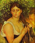 Pierre Auguste Renoir Girl Braiding Her Hair oil